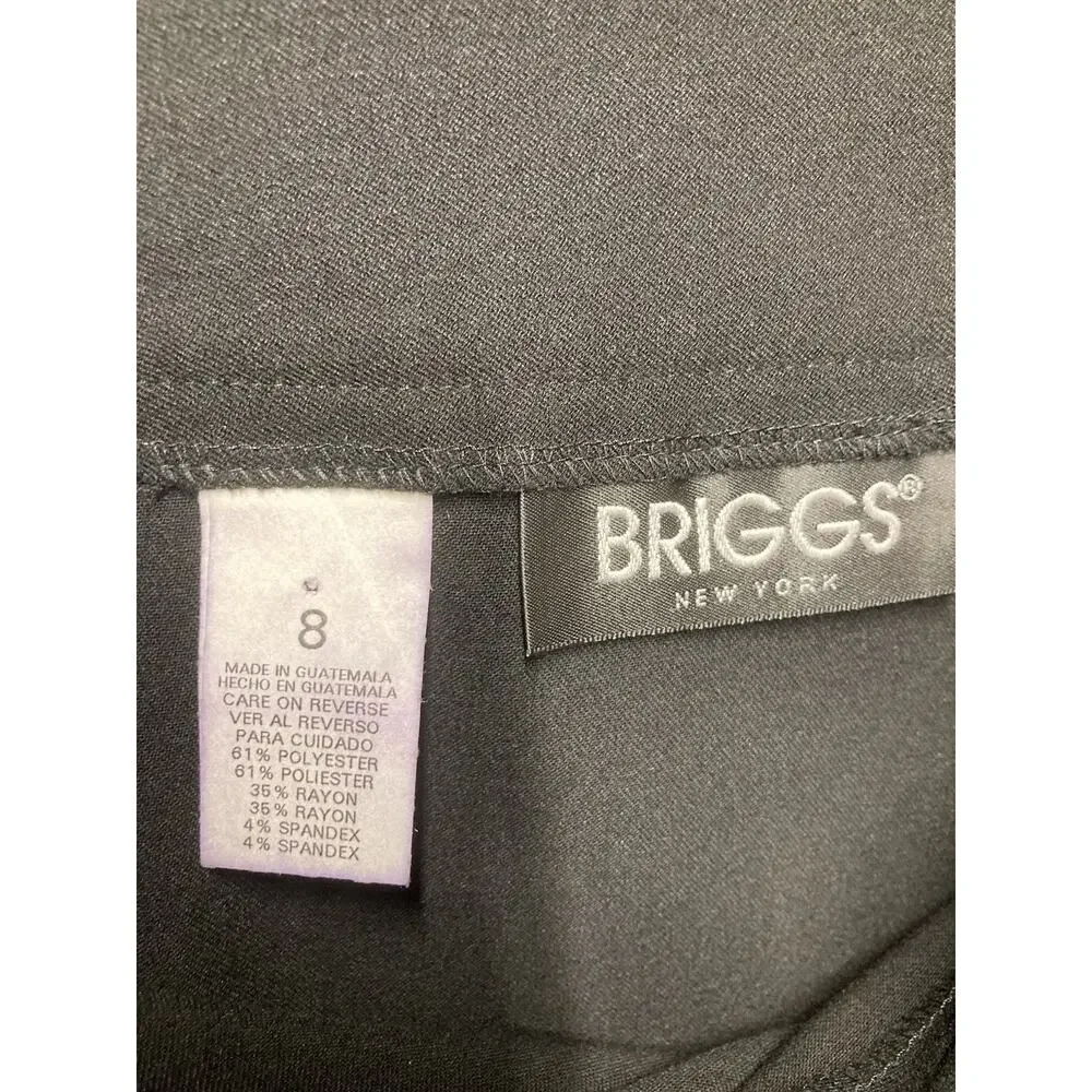 Y2K Briggs New York Wrap Skirt Black Buckle Twill Knee Length Dark Academia Sz 8